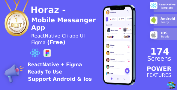 Fun Mobile Messenger App | UI Kit | ReactNative | Figma FREE | Life Time Update | Horaz
