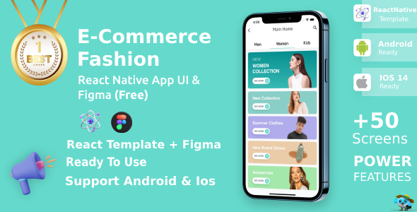 E-Commerce Fashion APP ANDROID + IOS + FIGMA | UI Kit | ReactNative | Online Shoping