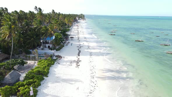 Aerial View of the Beach on Zanzibar Island Tanzania Slow Motion