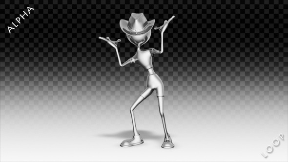 3D Silver Man - Cartoon Grease Dance