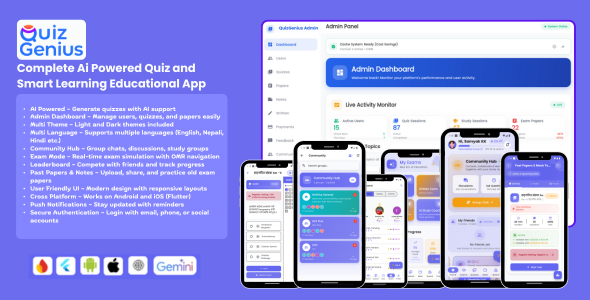 QuizGenius - Complete Ai Powered Quiz and Smart Learning Educational App