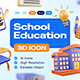 School and Education 3D Icons - 3DOcean Item for Sale