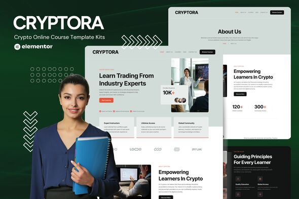 Cryptora - Crypto Online Course Website Elementor Template Kit