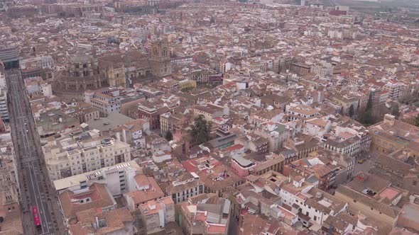 Aerial of Granada Cathedral and its surroundings