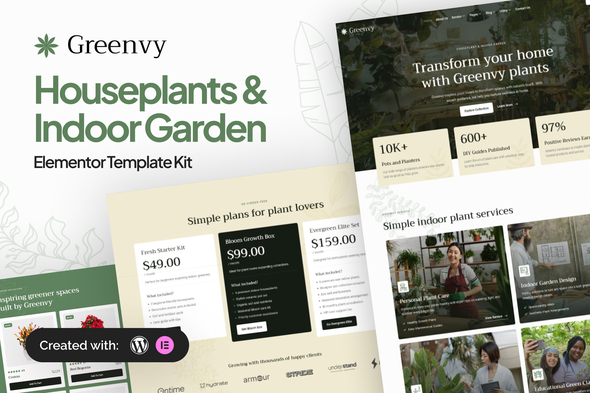 Greenvy - Houseplants & Indoor Garden Elementor Template Kit