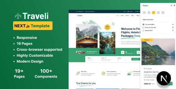 Traveli - Travel booking Next.js Template