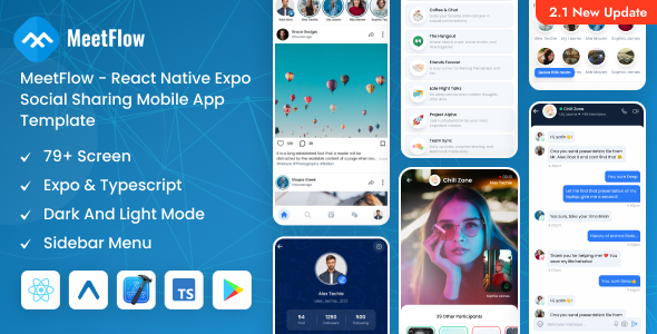 MeetFlow - React Native Expo Social Sharing Mobile App Template