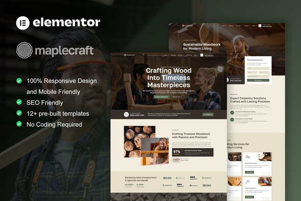 MapleCraft - Carpenter & Custom Furniture Elementor Pro Template Kit