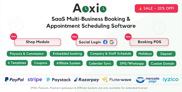 Aoxio - SaaS Multi-Business Booking & Appointment Scheduling Software
