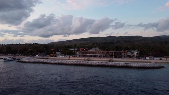 Drone Flying Around Harbor in Nusa Penida