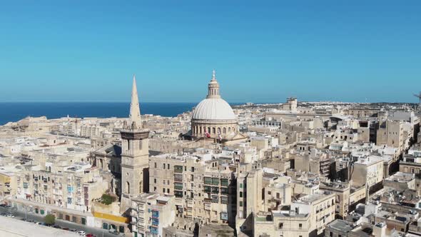 Valletta city with Carmelite Church dome at the center, Malta