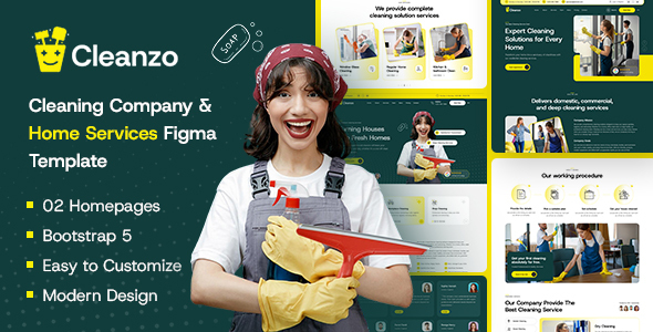 Cleanzo - Cleaning Company & Home Services Figma Template