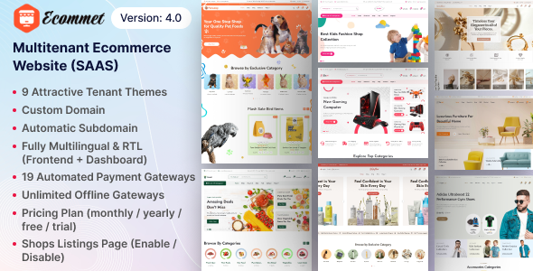 Ecommet - Multitenant Ecommerce Website (White Label)