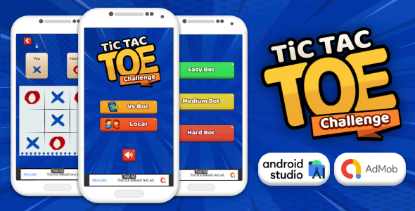 Tic Tac Toe Challenge - Puzzle Game Android Studio Project with AdMob Ads + Ready to Publish