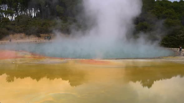 Thermal lake Champagne Pool at Wai-O-Tapu near Rotorua, New Zealand