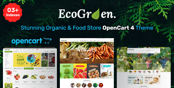EcoGreen - Multipurpose Responsive OpenCart 4 Theme With Mobile Layouts (Organic Food Topic)