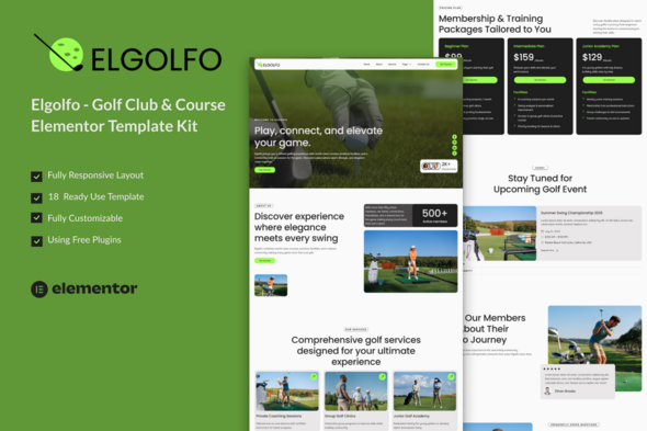 Elgolfo - Golf Club & Course Elementor Template Kit