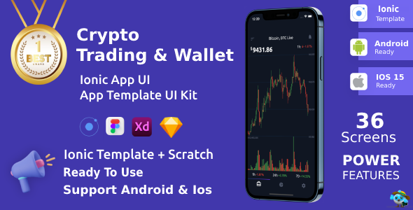 Crypto Trading Android + iOS + Figma + XD + Sketch | Ionic | Template | Life Time Update
