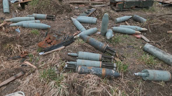 Lots of Russian Shells Lying in a Ukrainian City