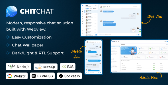 Chitchat - Whatsapp Clone | Chat Script | Nodejs Chat | Audio & Video Call | Socket.io | Admin Panel