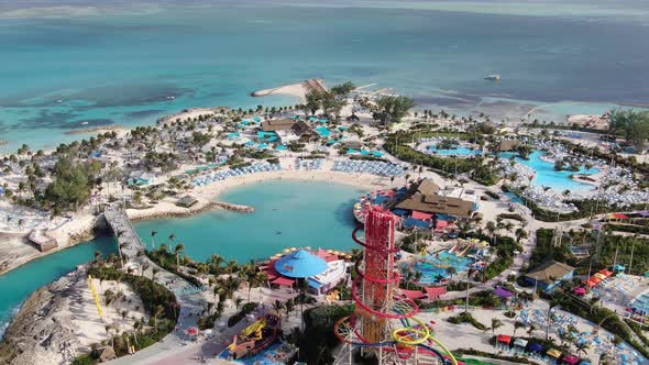 Aerial view of CocoCay Bahamas island