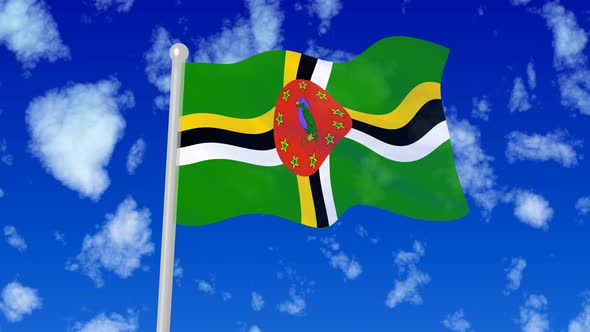 Dominica Flaying National Flag In The Sky