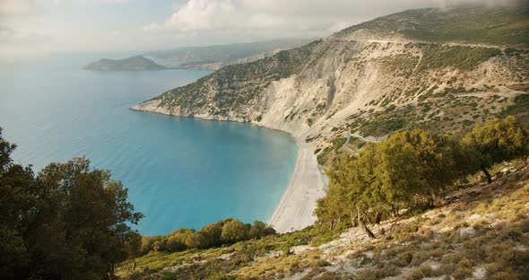 Myrtos Beach on Bright Summer Day