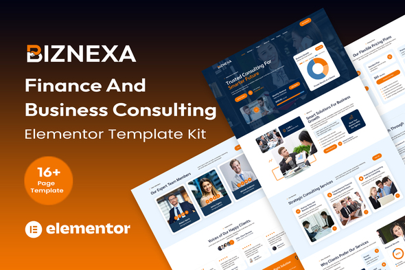 Biznexa - Finance & Business Consulting Elementor Template Kit
