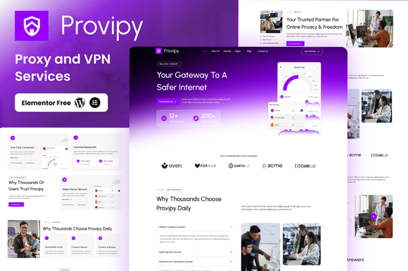 Provipy - Proxy & VPN Services Elementor Template Kits