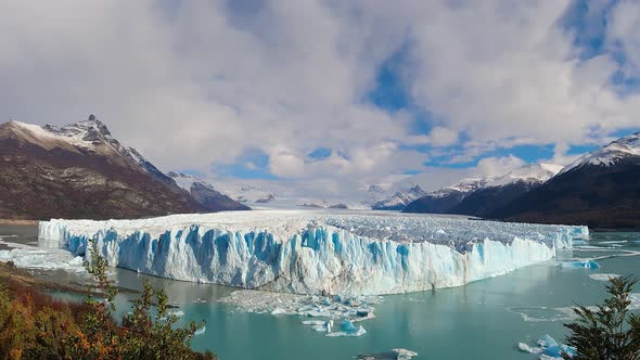 Los Glaciares National Park at El Calafate at Patagonia Argentina. Time lapse landscape of iceberg i