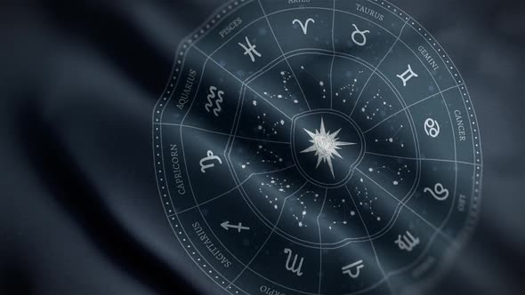 Astrology Zodiac Signs Circle Flag Close Up HD