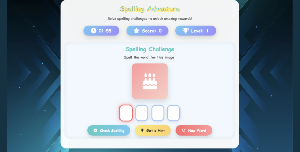 Spelling Challenge: Kids Word Adventure HTML5 Game