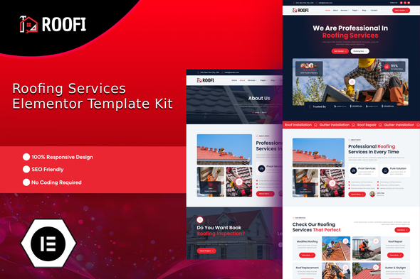 Roofi - Roofing Services Elementor Template Kit