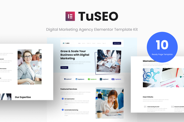 TuSEO - Digital Marketing Agency Elementor Template Kit