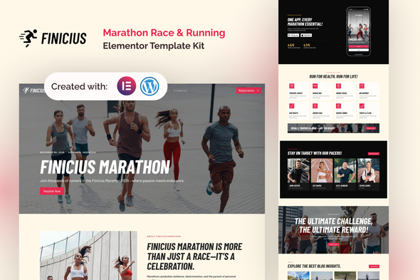 Finicius - Marathon Race & Running Elementor Template Kit