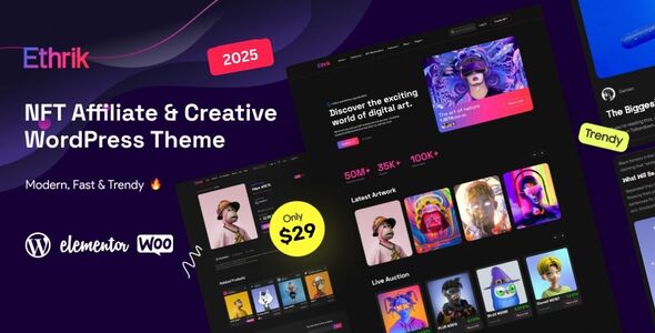 Ethrik - Creative & NFT Affiliate WordPress Theme
