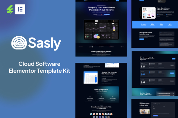 Sasly - Cloud Software Agency Elementor Template Kit