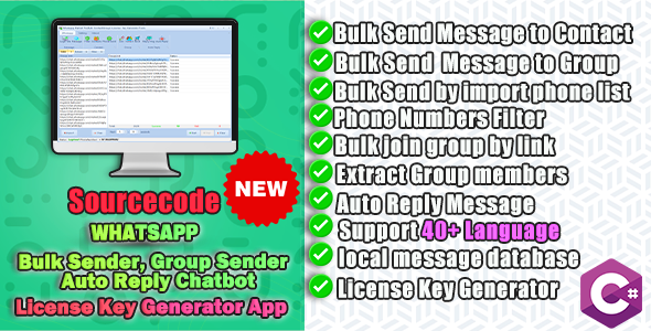 WhatsApp Bulk Sender, Group Sender & Auto Reply Chatbot + License Key Generator App
