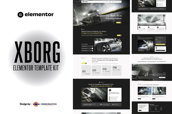 Xborg - Car Wash and Detailing Service Elementor Template Kit