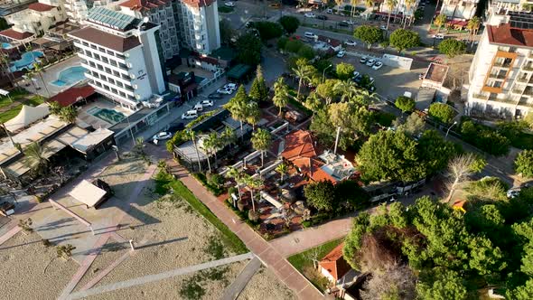 Hotels by the sea aerial view 4 K