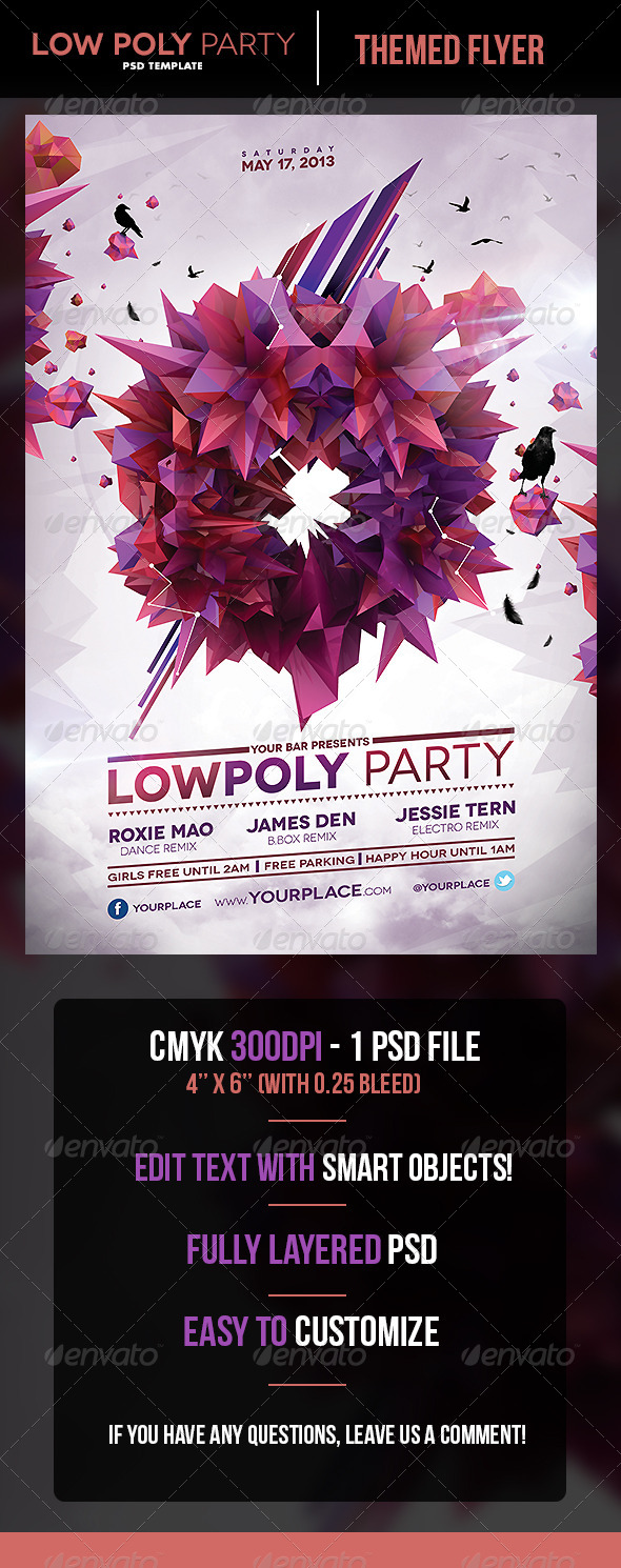 LowPoly Party Flyer Template