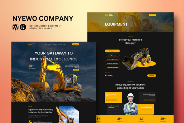 Nyewo - Construction Equipment Rentals Elementor Template Kit