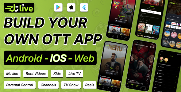 DTLive: Movie, TV Show, OTT, Live TV, Streaming Flutter App (Android, iOS, Web) with Admin Panel