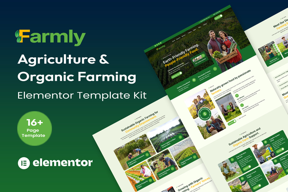 Farmly - Agriculture & Organic Farming Elemenntor Template Kit