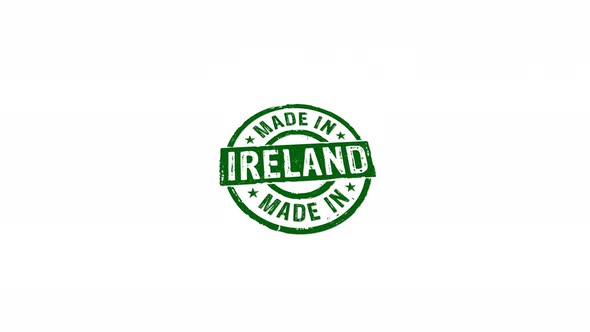 Made in Ireland stamp and stamping isolated animation