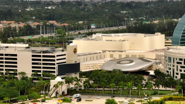 Hollywood Hard Rock Hotel And Casino. 4k Aerial Panning Video