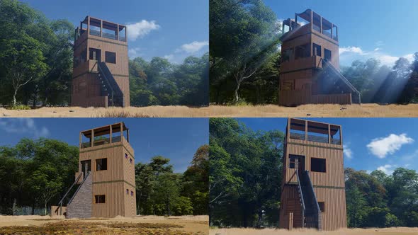 15 video packs Multi-level house made of wood