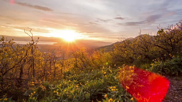 Rotating time lapse at sunset overlooking valley