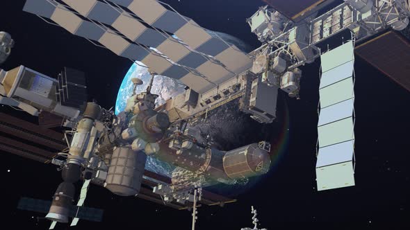 ISS  In Outer Space Over The Planet Earth