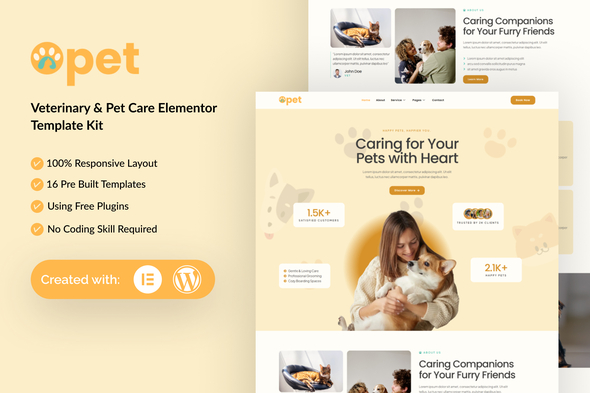 Opet - Veterinary & Pet Care Elementor Template Kit